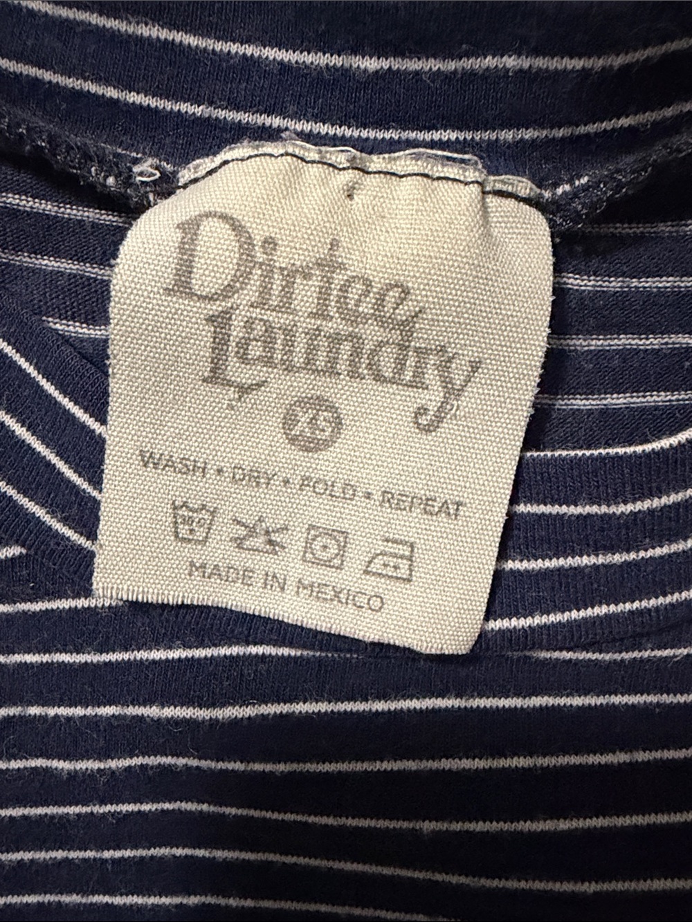 Dirtee Laundry Navy Striped "Los Angeles" Embroidered Crop Top - size XS - Picture 2 of 8